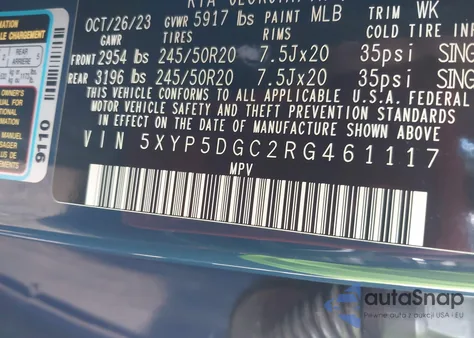 2024 Kia Telluride Sx Prestige z USA, uszkodzony, nr VIN 5XYP5DGC2RG461117